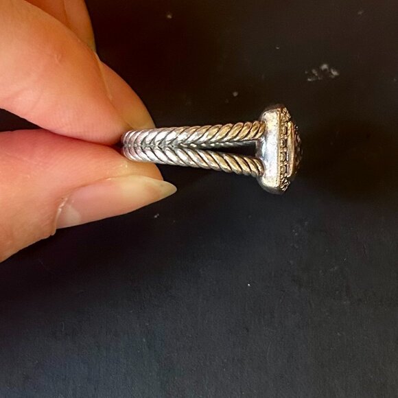 David Yurman Petite Albion Ring Morganite and Diamonds 7mm Size 5.5 - Picture 6 of 7